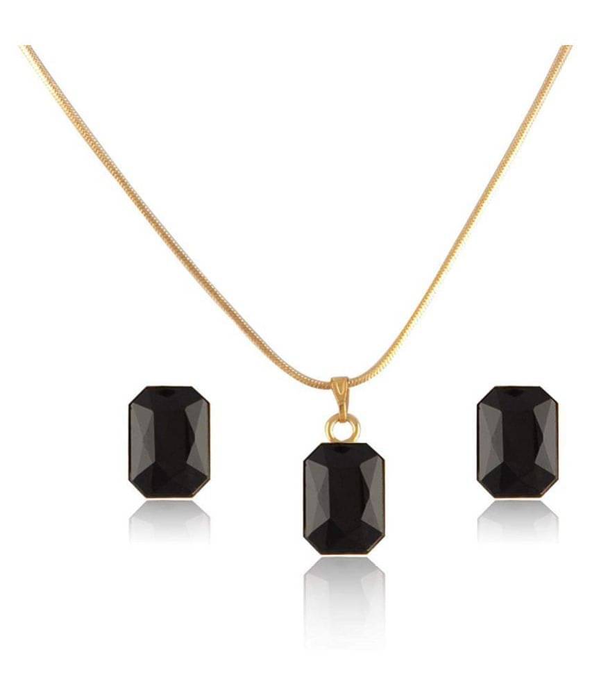     			JFL Crystal Pendant with Chain and Earrings Set for Women & Girls