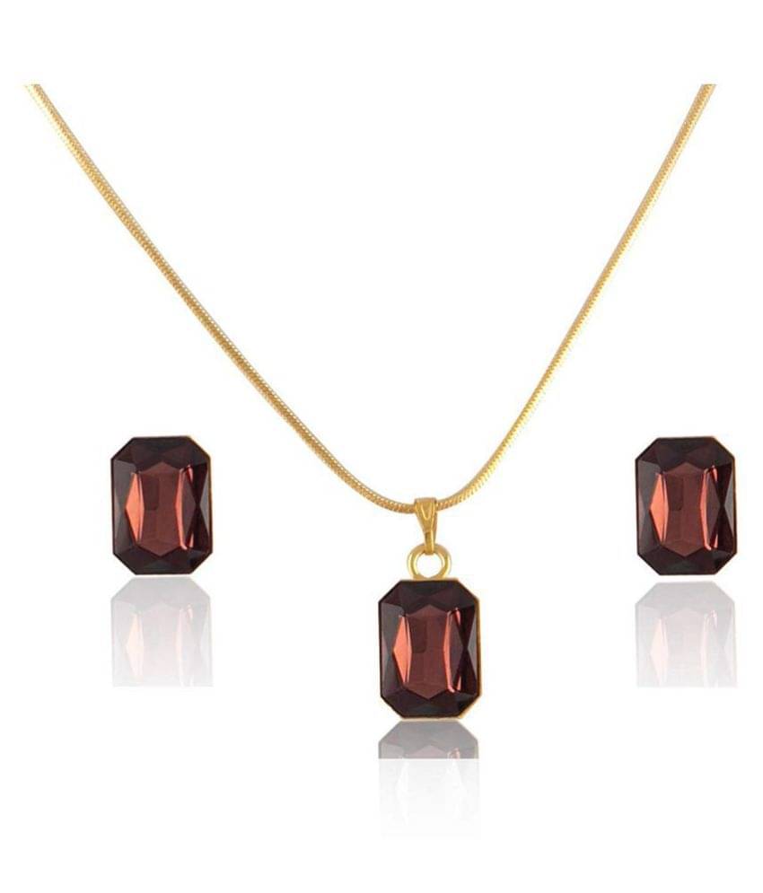     			JFL Crystal Pendant with Chain and Earrings Set for Women & Girls