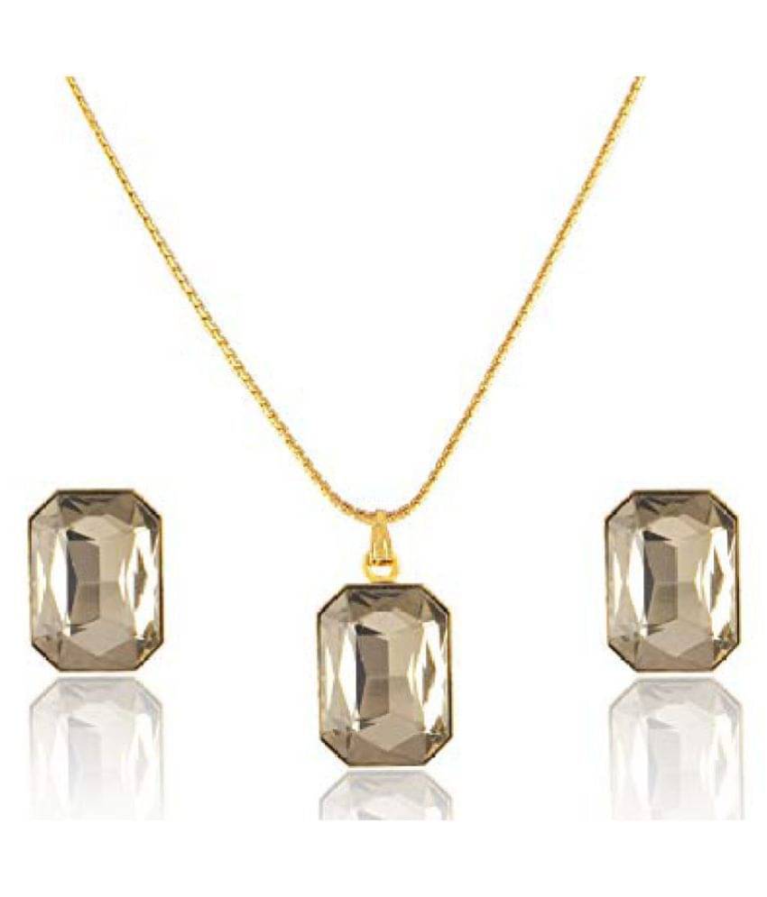     			JFL Crystal Pendant with Chain and Earrings Set for Women & Girls