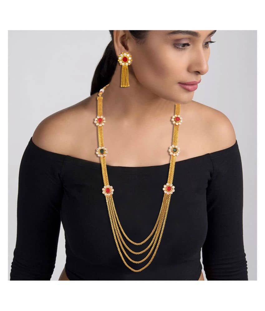 JFL - Jewellery For Less Golden Copper Necklace Set ( Pack of 1 )
