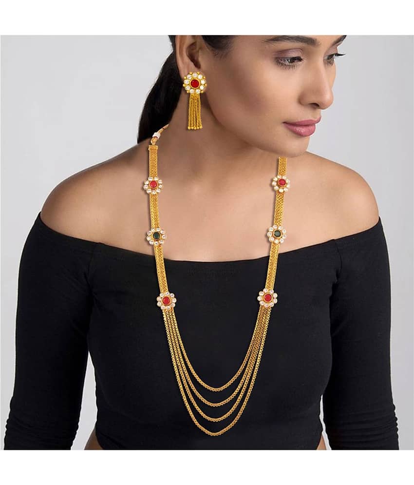JFL - Jewellery For Less Golden Copper Necklace Set ( Pack of 1 )