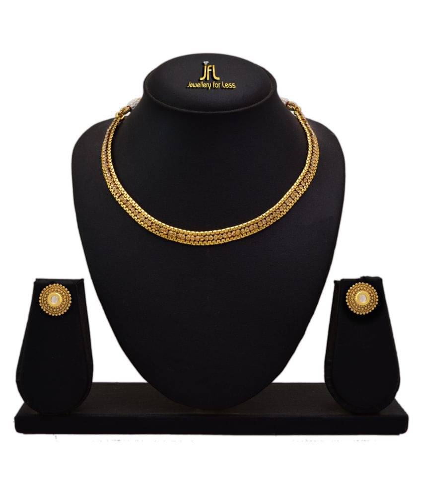 JFL - Jewellery For Less Pink Copper Necklace Set ( Pack of 1 )     			JFL - Jewellery For Less Pink Copper Necklace Set ( Pack of 1 )