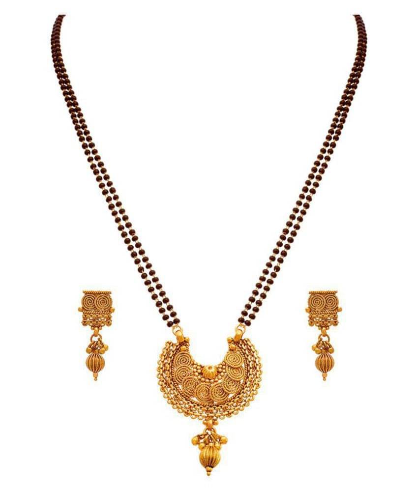     			JFL - Traditional Ethnic One Gram Gold Plated Spiral Designer Mangalsutra Jewellery set with Earring for Women