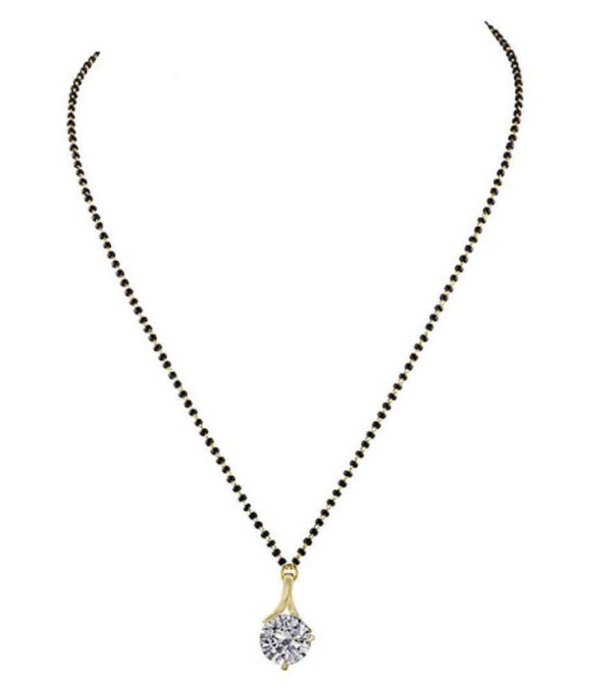 Solitaire Modern Gold Plated Mangalsutra with Cz AD American Diamond for Women Casual Office