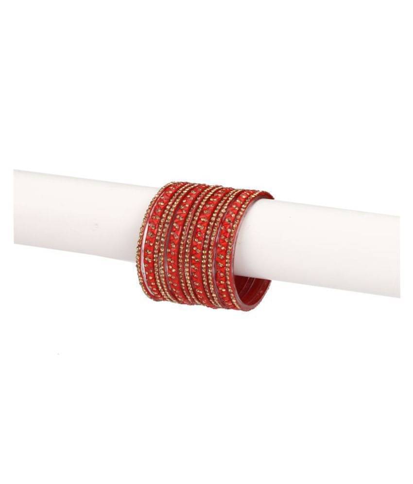     			Somil Designer Fancy Party Glass Bangle Cum Kada Set Of 12 Decorative With Colorful Beads & Stone  (With Safety Cum Gift Box) BN-116