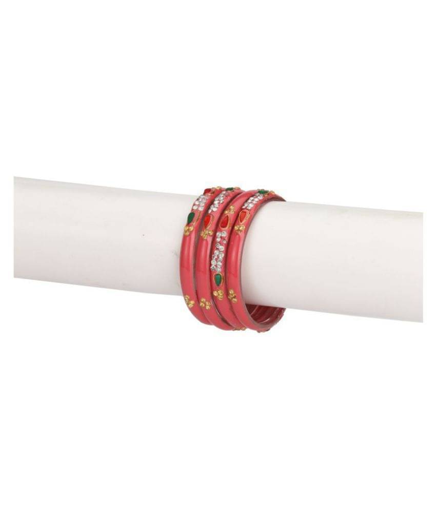     			Somil Designer Fancy Party Glass Bangle Cum Kada Set Of 4 Decorative With Colorful Beads & Stone  (With Safety Cum Gift Box) BN-32