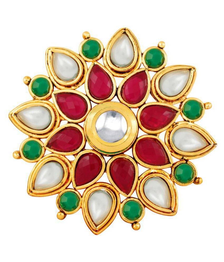 Spargz Antique Gold Plated Multicolor Kundan Finger Ring For Women Spargz Antique Gold Plated Multicolor Kundan Finger Ring For Women