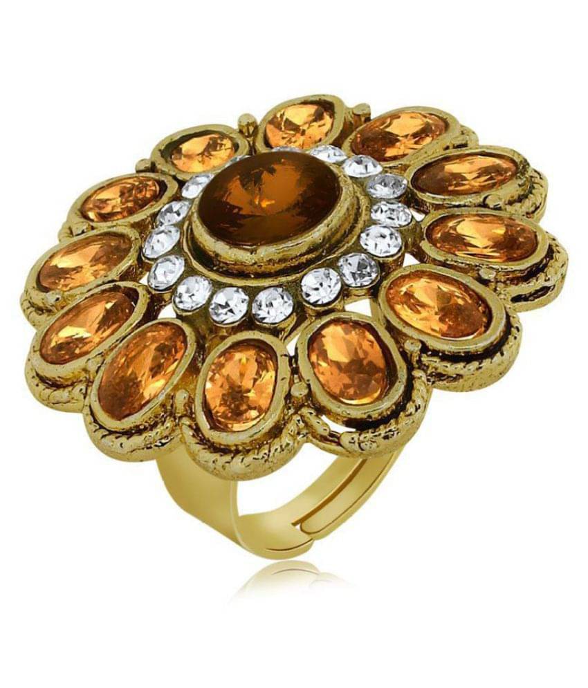 Spargz Brown And Gold Alloy Ring Spargz Brown And Gold Alloy Ring