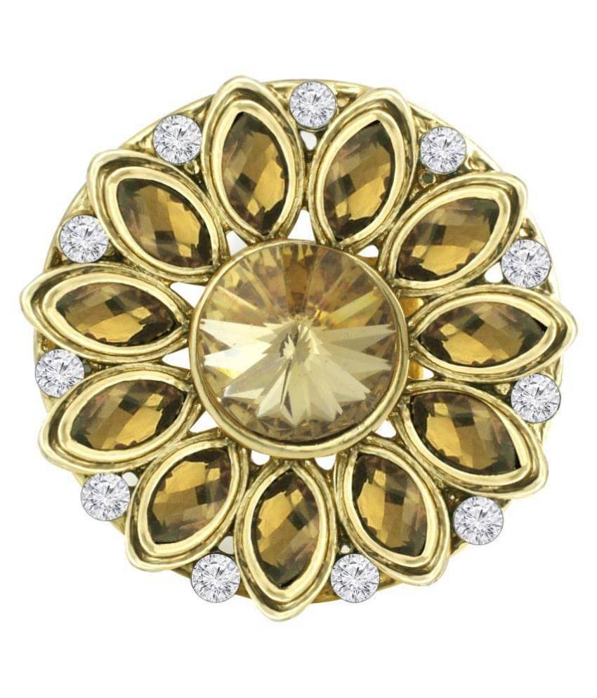 Spargz Gold Plated Octagon Stone Adjustable Ring Spargz Gold Plated Octagon Stone Adjustable Ring