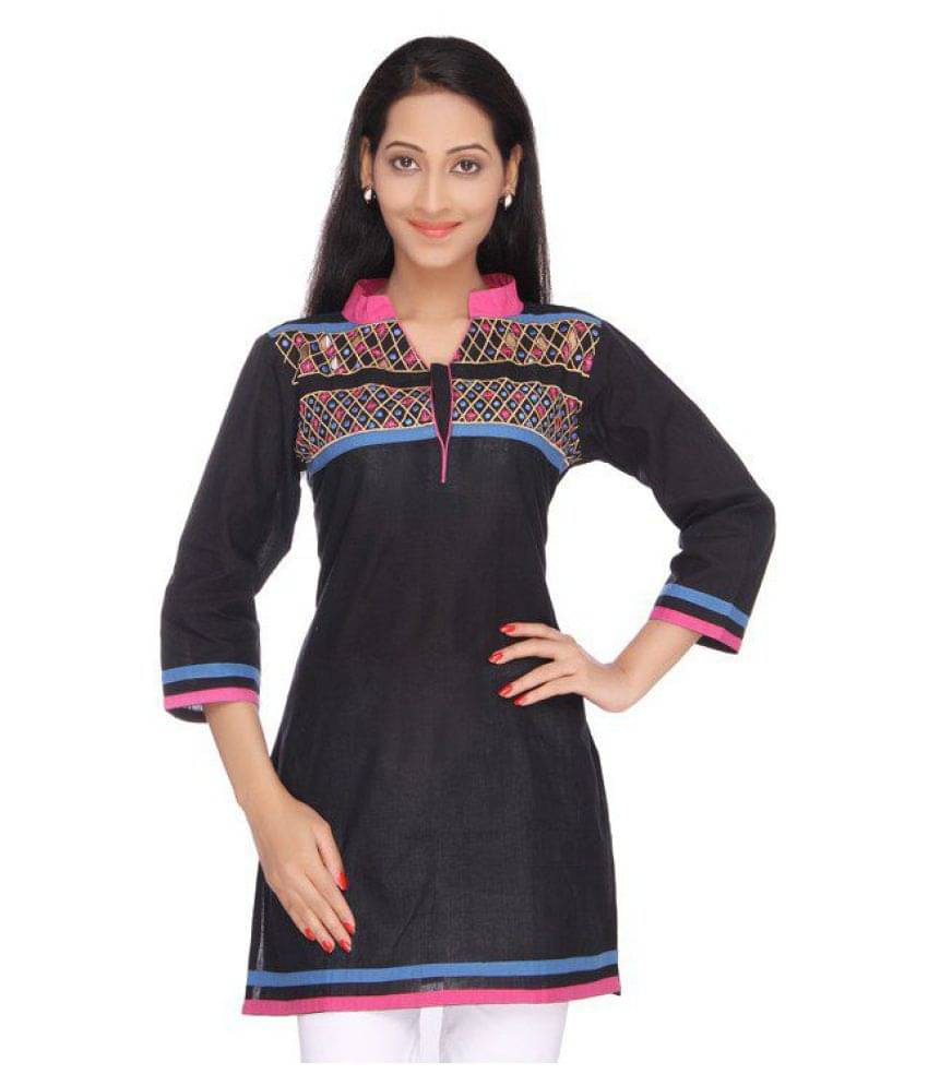 Viniyog Black Cotton Straight Kurti Viniyog Black Cotton Straight Kurti