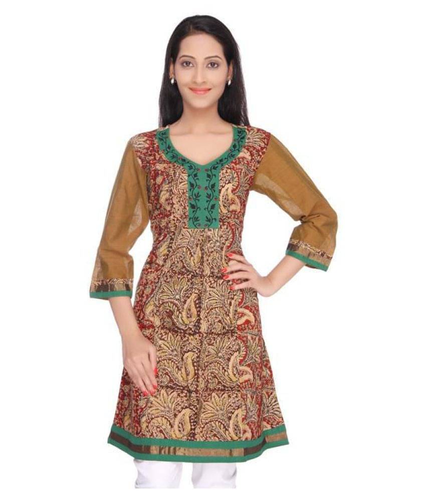 Viniyog Multicoloured Cotton Straight Kurti     			Viniyog Multicoloured Cotton Straight Kurti