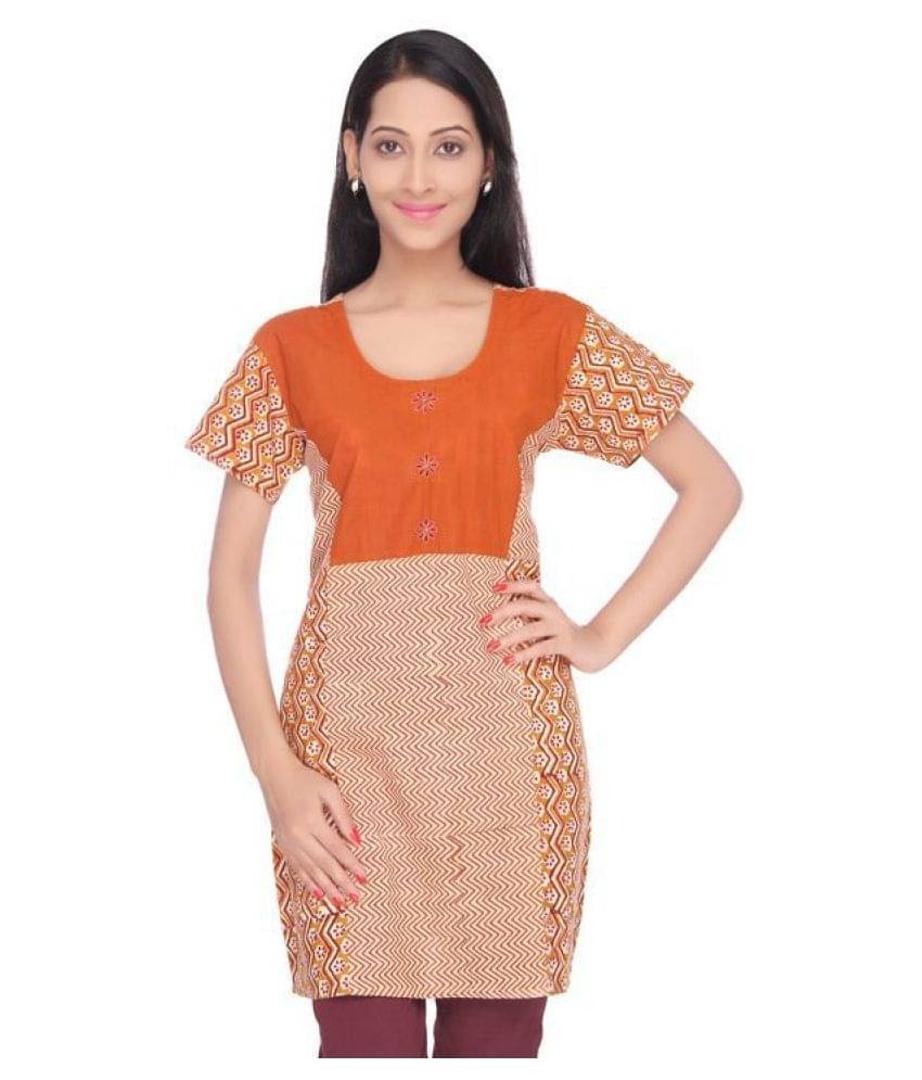 Viniyog Multicoloured Cotton Straight Kurti     			Viniyog Multicoloured Cotton Straight Kurti