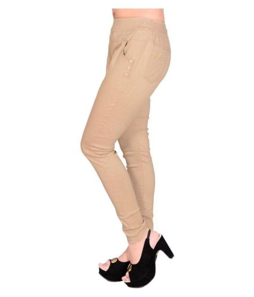     			FeelBlue Poly Cotton Jeggings - Beige