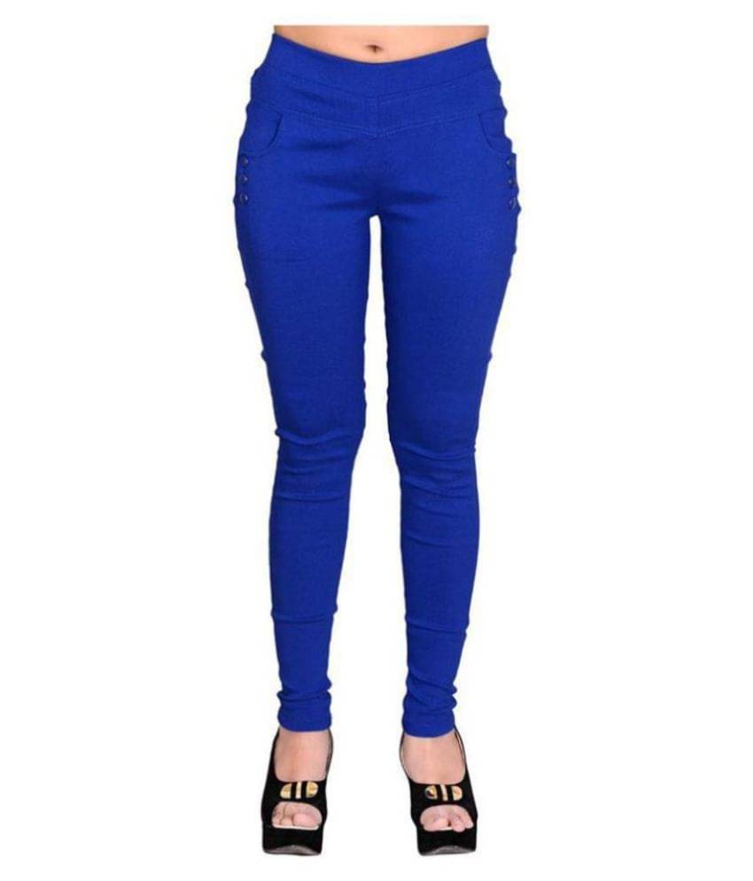     			FeelBlue Poly Cotton Jeggings - Blue