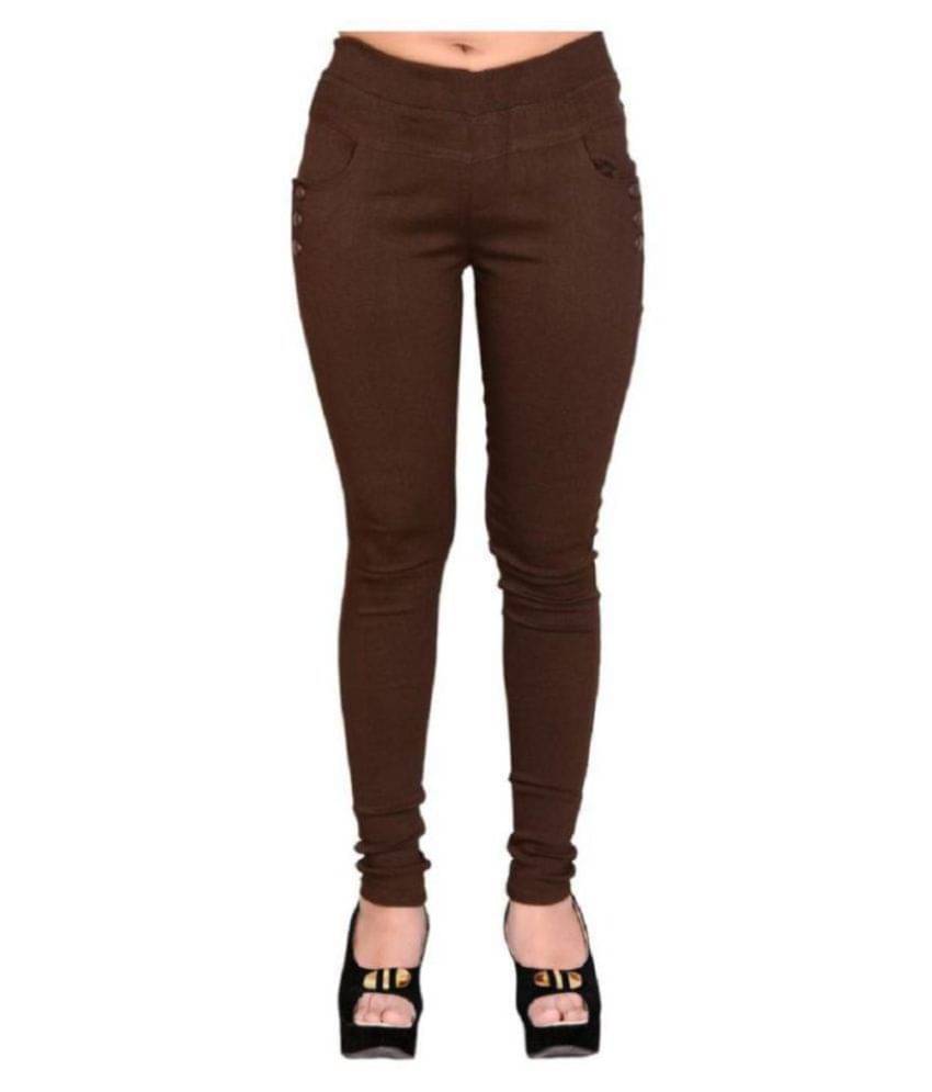     			FeelBlue Poly Cotton Jeggings - Brown