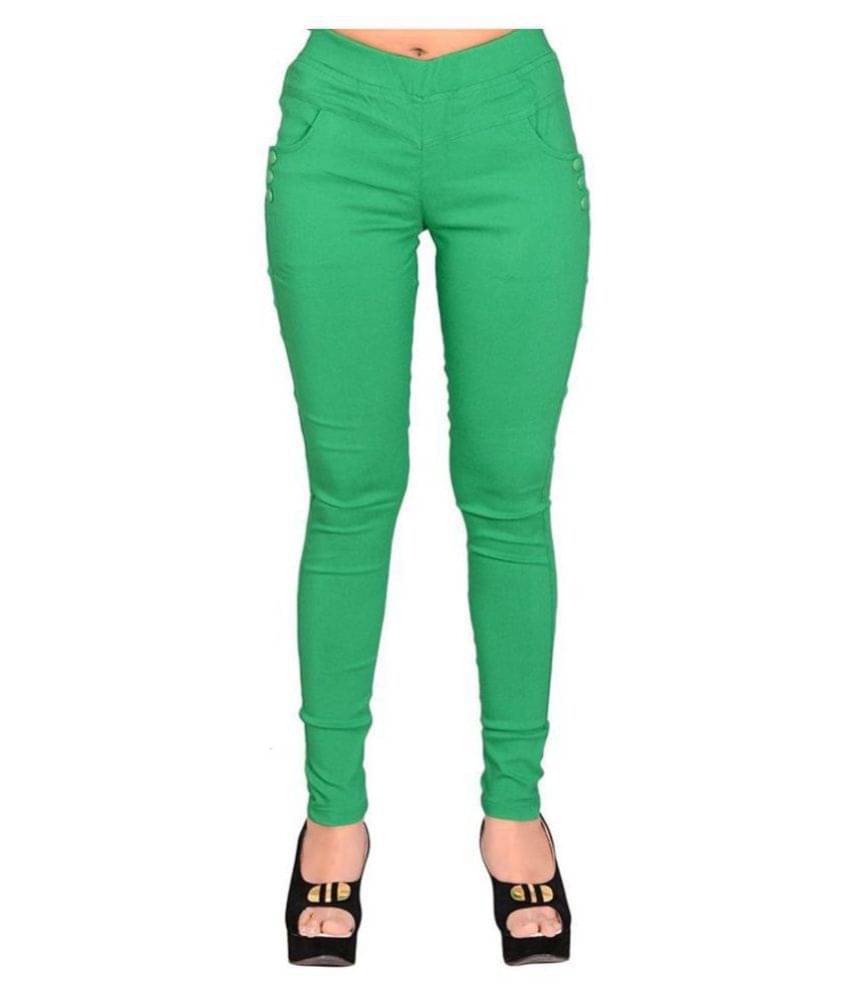     			FeelBlue Poly Cotton Jeggings - Green