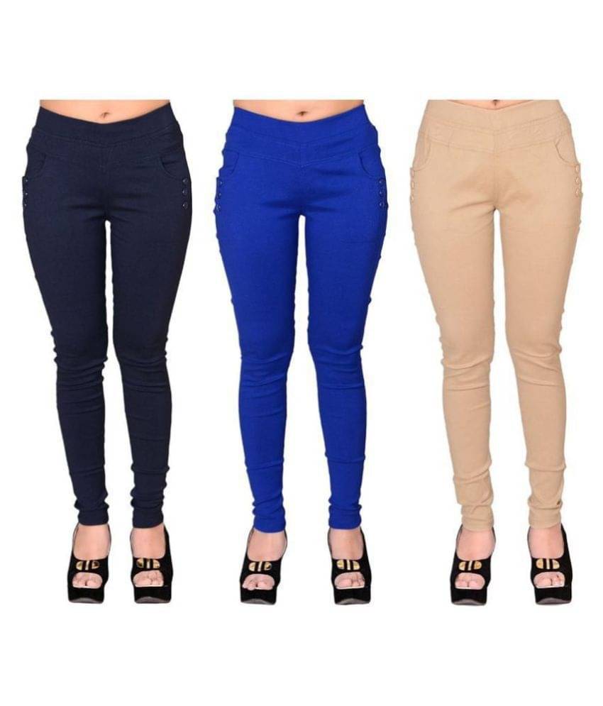     			FeelBlue Poly Cotton Jeggings - Multi Color