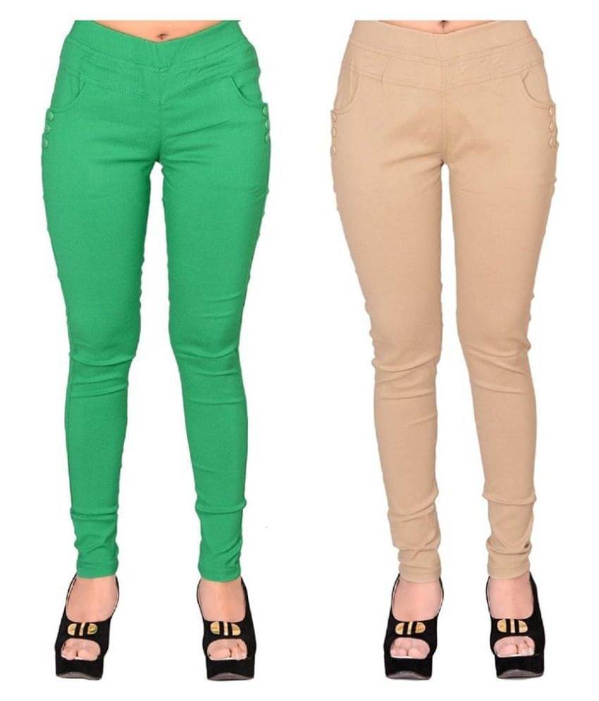     			FeelBlue Poly Cotton Jeggings - Multi Color