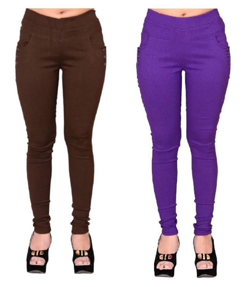     			FeelBlue Poly Cotton Jeggings - Multi Color