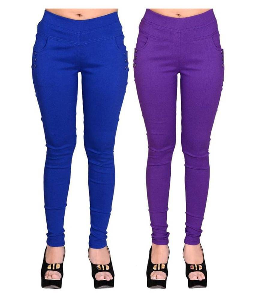     			FeelBlue Poly Cotton Jeggings - Multi Color