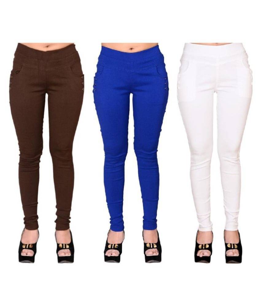     			FeelBlue Poly Cotton Jeggings - Multi Color