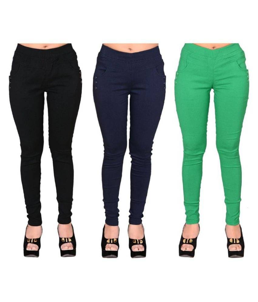     			FeelBlue Poly Cotton Jeggings - Multi Color
