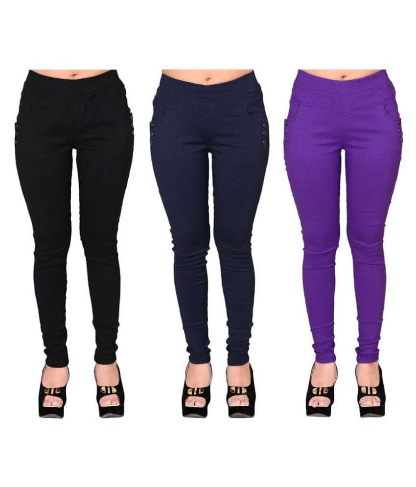    			FeelBlue Poly Cotton Jeggings - Multi Color