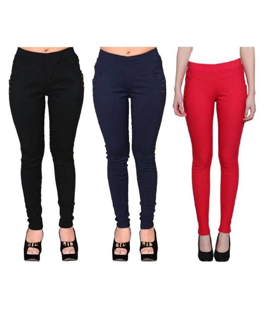     			FeelBlue Poly Cotton Jeggings - Multi Color