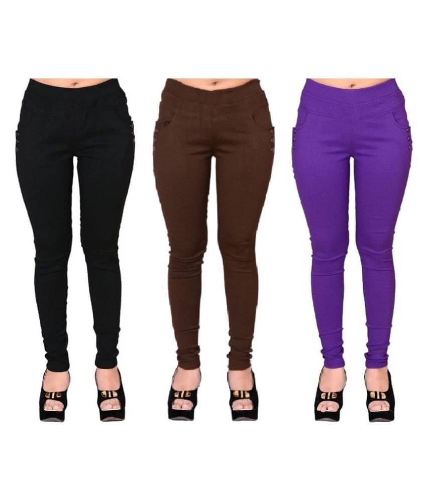     			FeelBlue Poly Cotton Jeggings - Multi Color