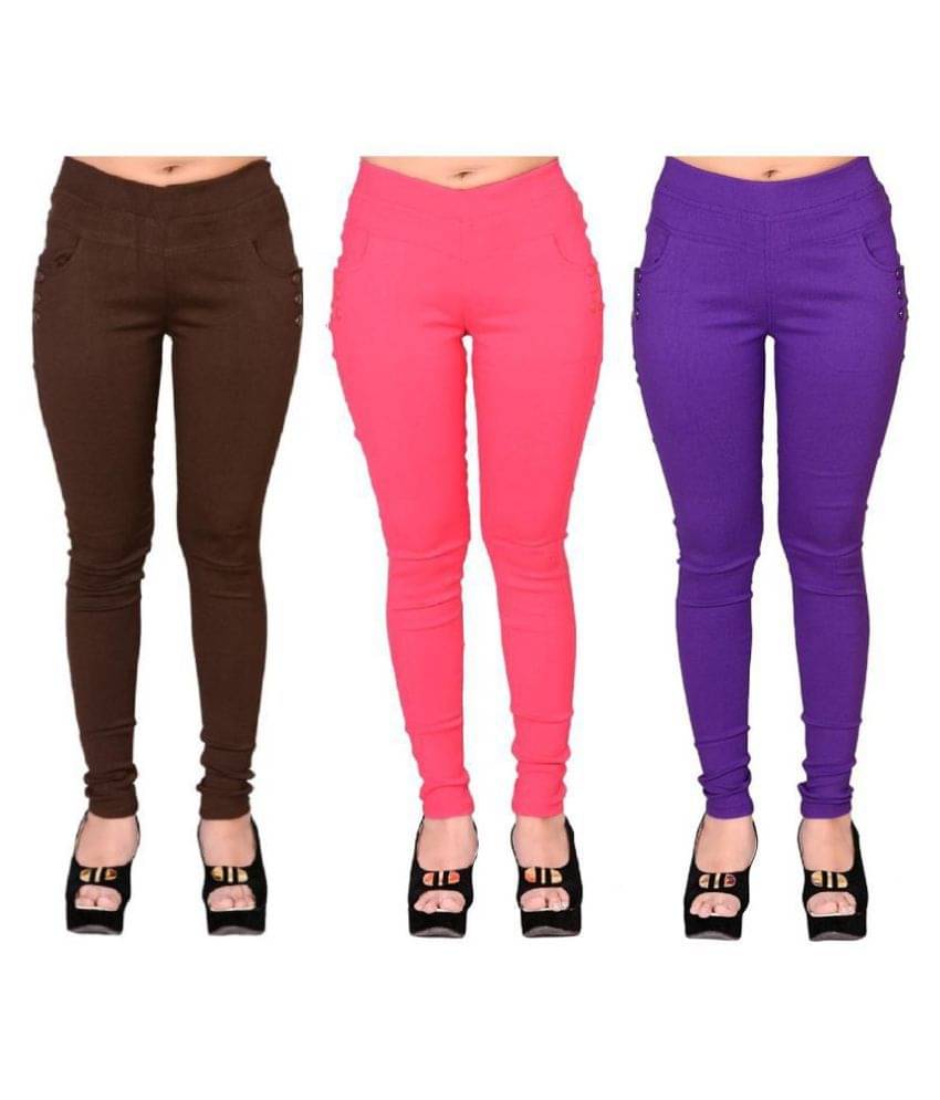     			FeelBlue Poly Cotton Jeggings - Multi Color