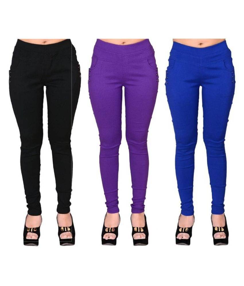     			FeelBlue Poly Cotton Jeggings - Multi Color