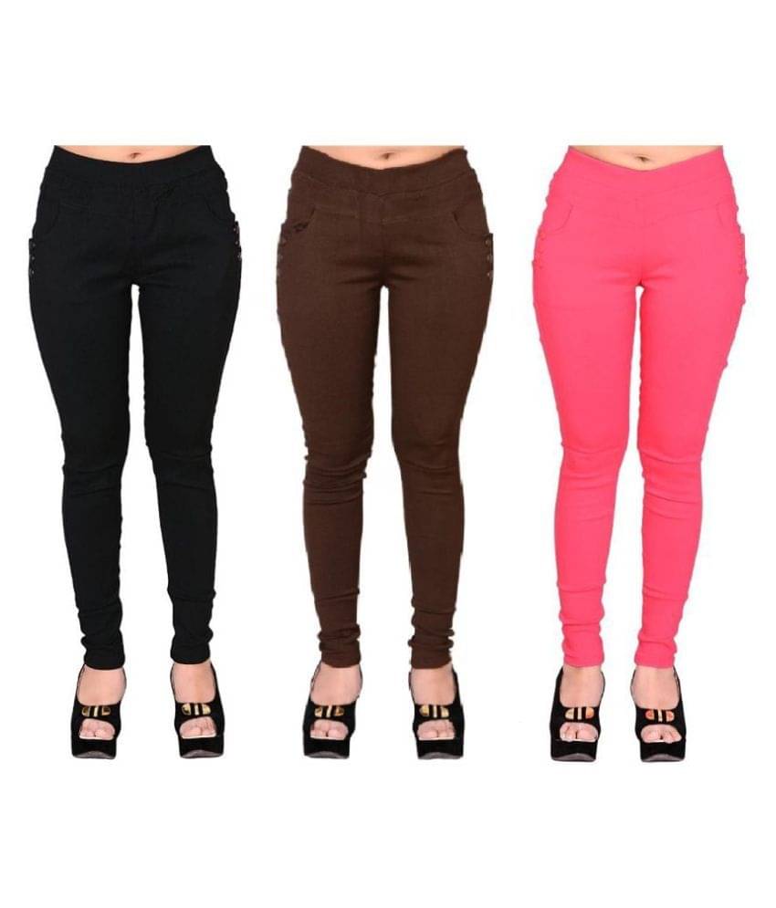     			FeelBlue Poly Cotton Jeggings - Multi Color