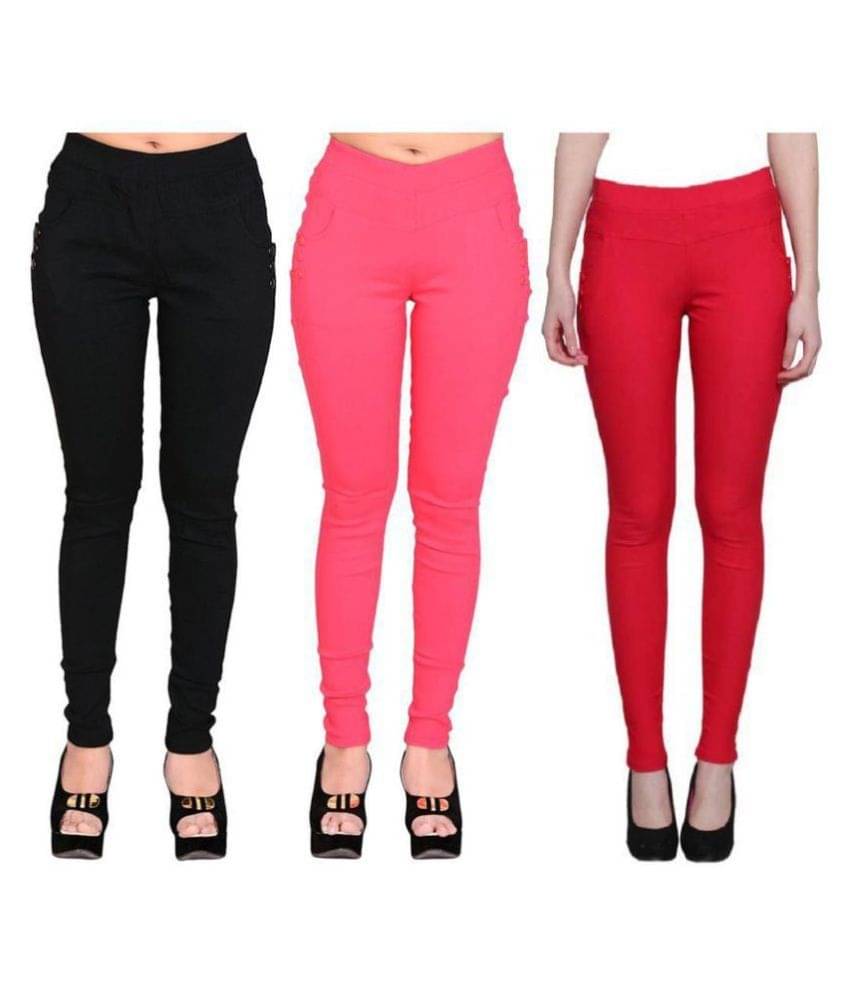     			FeelBlue Poly Cotton Jeggings - Multi Color