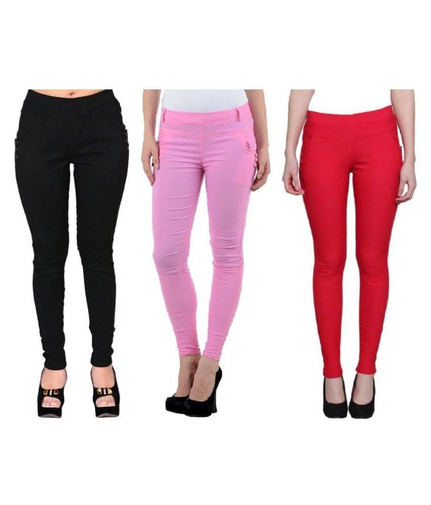     			FeelBlue Poly Cotton Jeggings - Multi Color