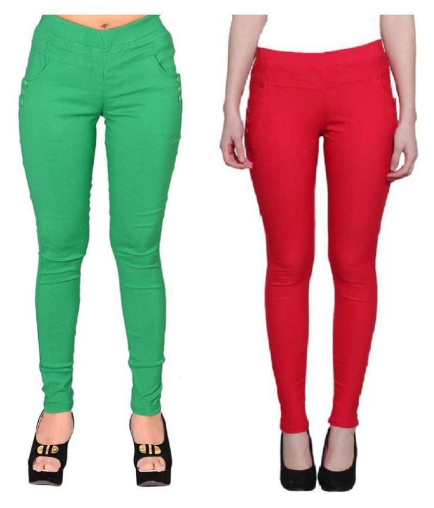     			FeelBlue Poly Cotton Jeggings - Multi Color