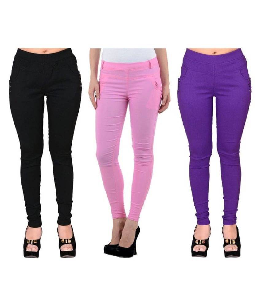     			FeelBlue Poly Cotton Jeggings - Multi Color