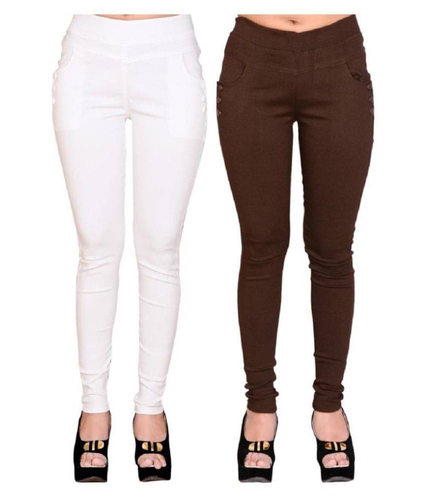    			FeelBlue Poly Cotton Jeggings - Multi Color