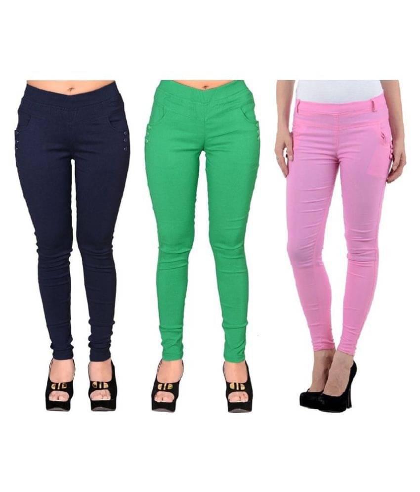     			FeelBlue Poly Cotton Jeggings - Multi Color
