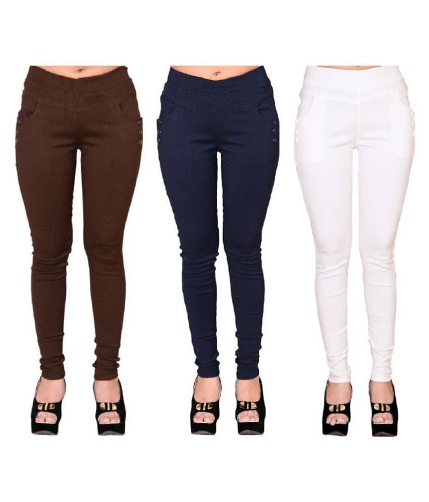     			FeelBlue Poly Cotton Jeggings - Multi Color
