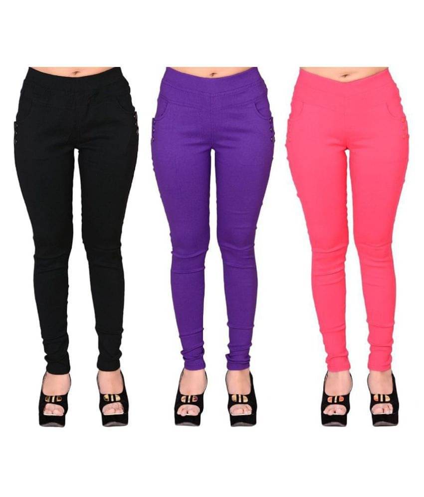     			FeelBlue Poly Cotton Jeggings - Multi Color