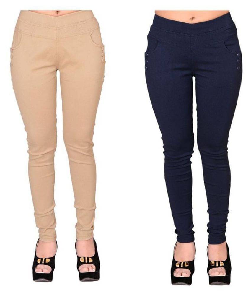     			FeelBlue Poly Cotton Jeggings - Multi Color