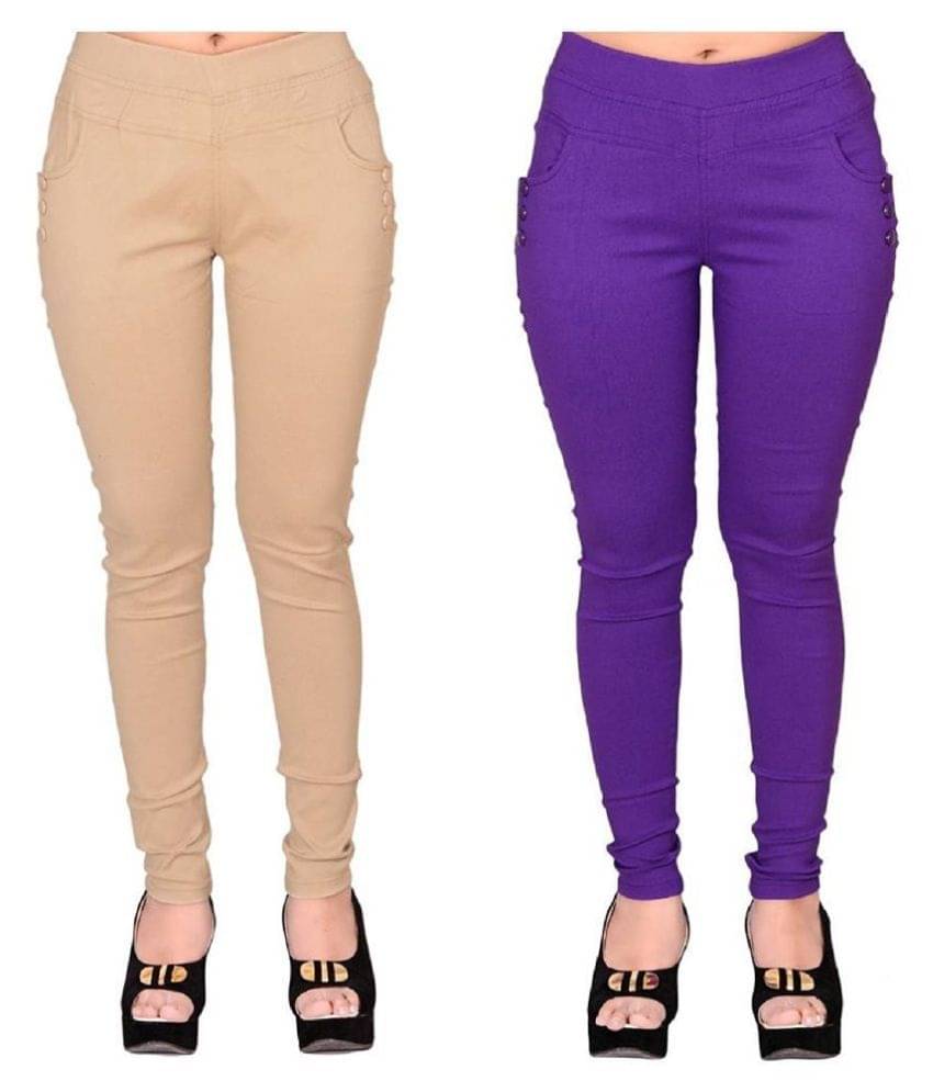     			FeelBlue Poly Cotton Jeggings - Multi Color
