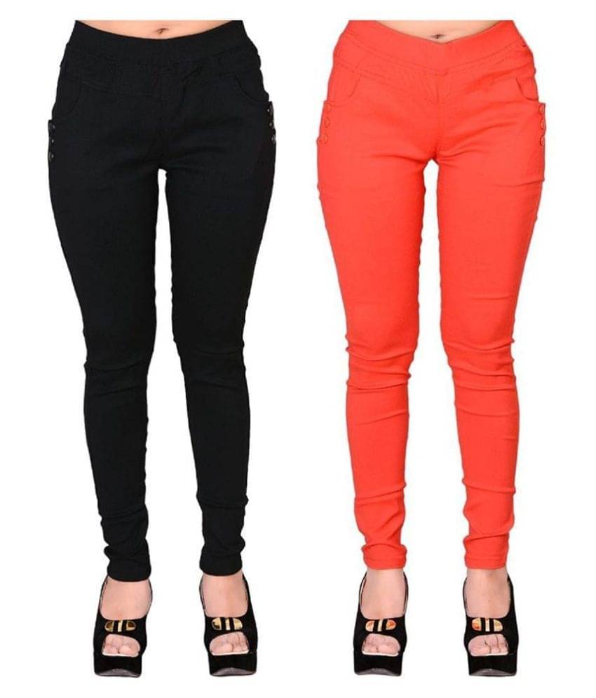     			FeelBlue Poly Cotton Jeggings - Multi Color