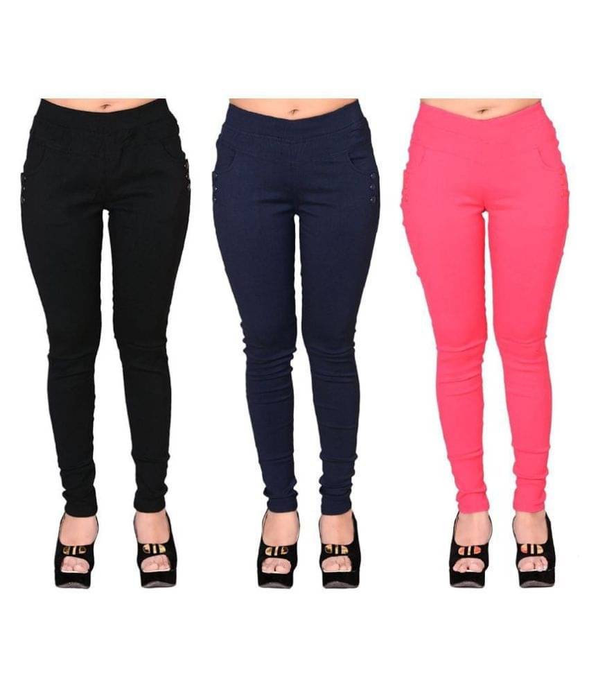     			FeelBlue Poly Cotton Jeggings - Multi Color