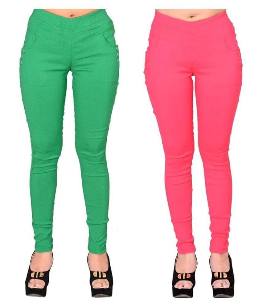     			FeelBlue Poly Cotton Jeggings - Multi Color