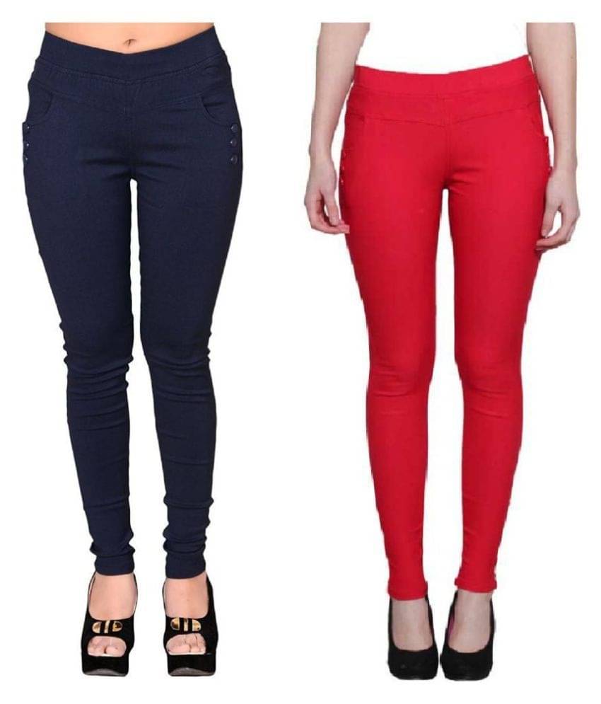     			FeelBlue Poly Cotton Jeggings - Multi Color