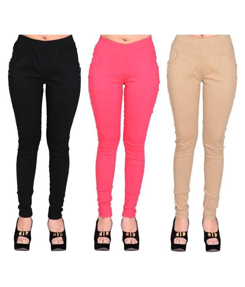     			FeelBlue Poly Cotton Jeggings - Multi Color
