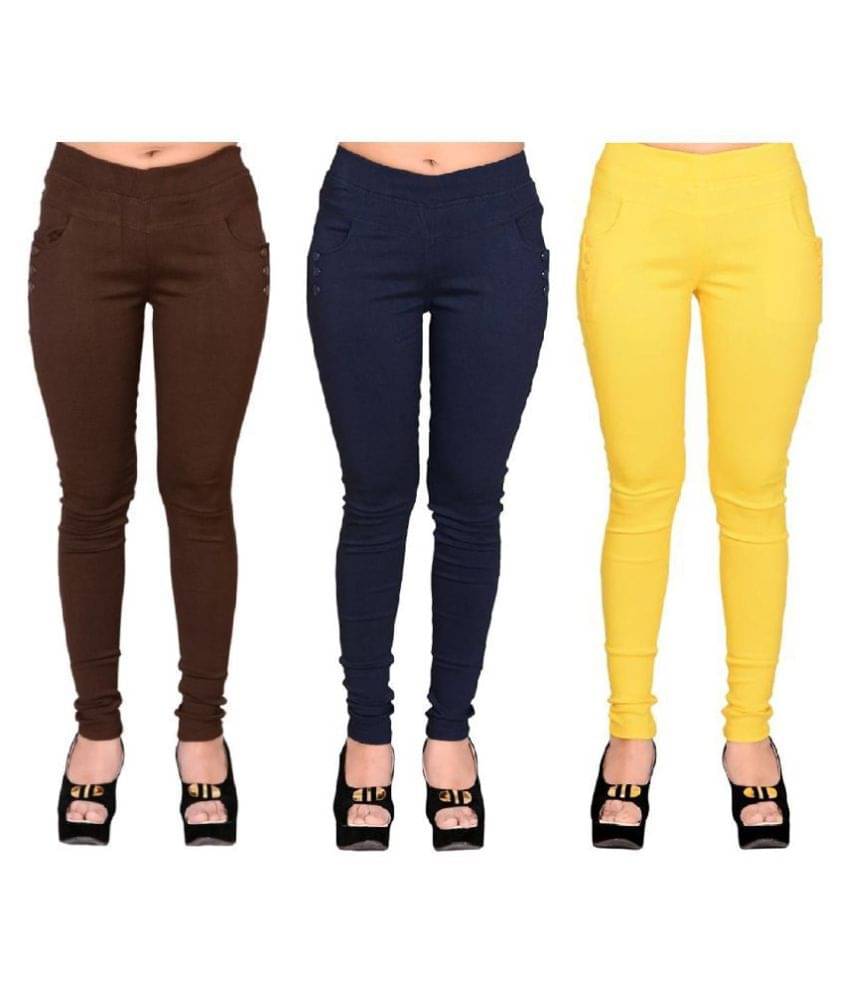     			FeelBlue Poly Cotton Jeggings - Multi Color