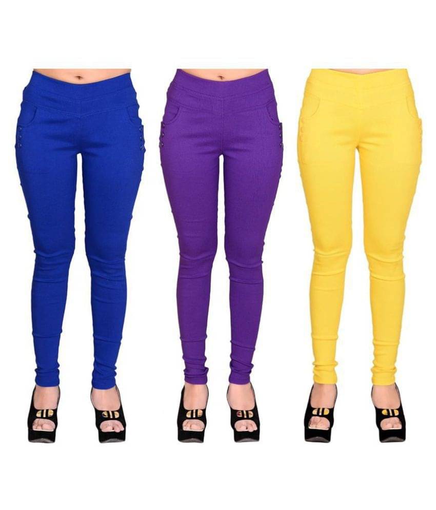     			FeelBlue Poly Cotton Jeggings - Multi Color