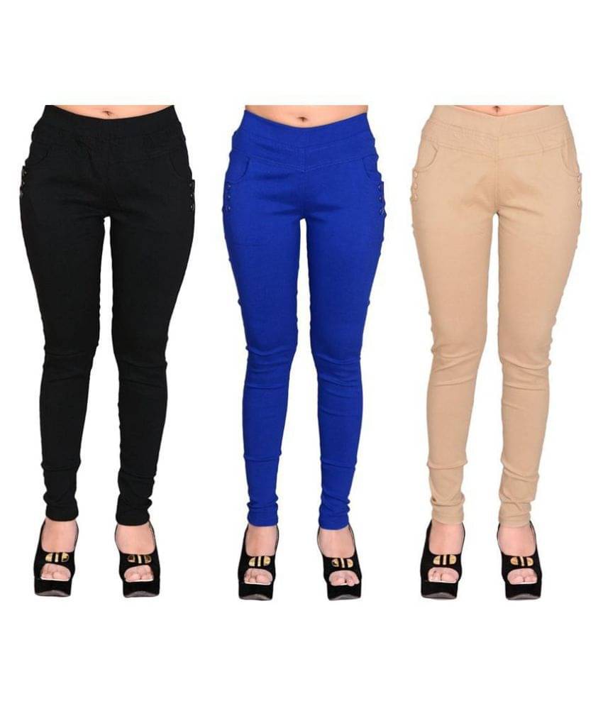     			FeelBlue Poly Cotton Jeggings - Multi Color